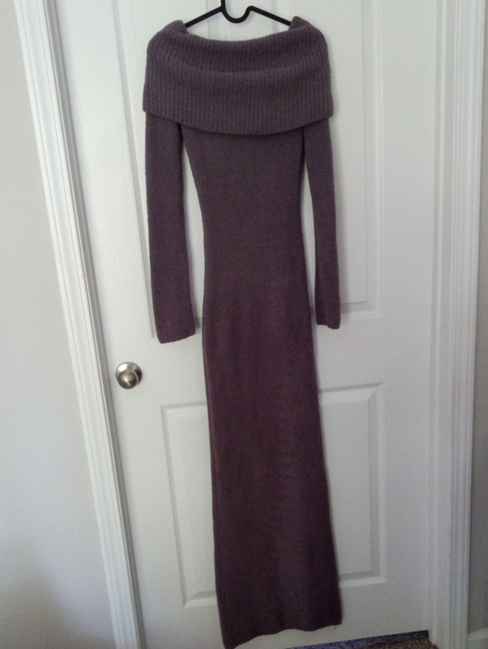 Skims Knit Off The Shoulder Dress Maxi Long Sleeve Grey Medium - Picture 5 of 8